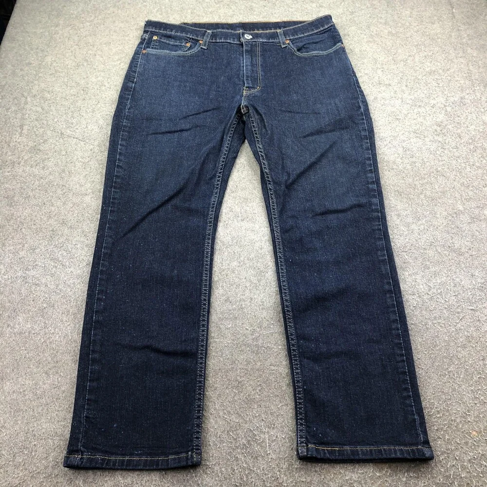 Levis 514 Jeans Mens 38x30 Blue Dark Wash Regular Straight Denim Pants Casual